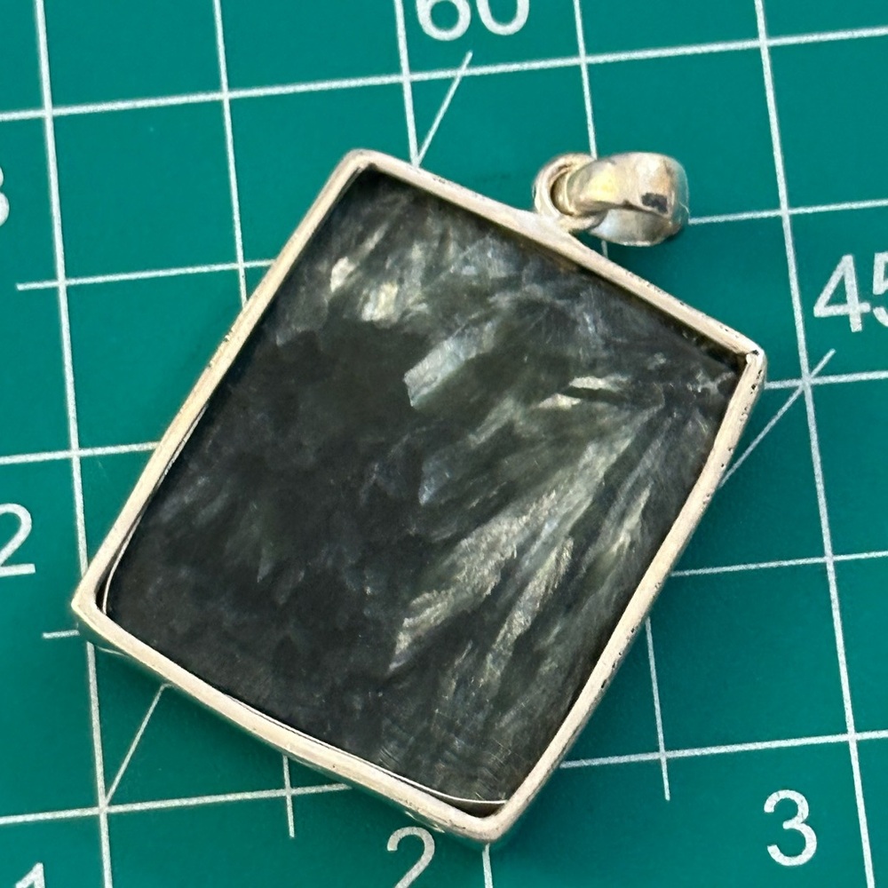 Seraphinite Rectangle Sterling Silver Pendant - image 4